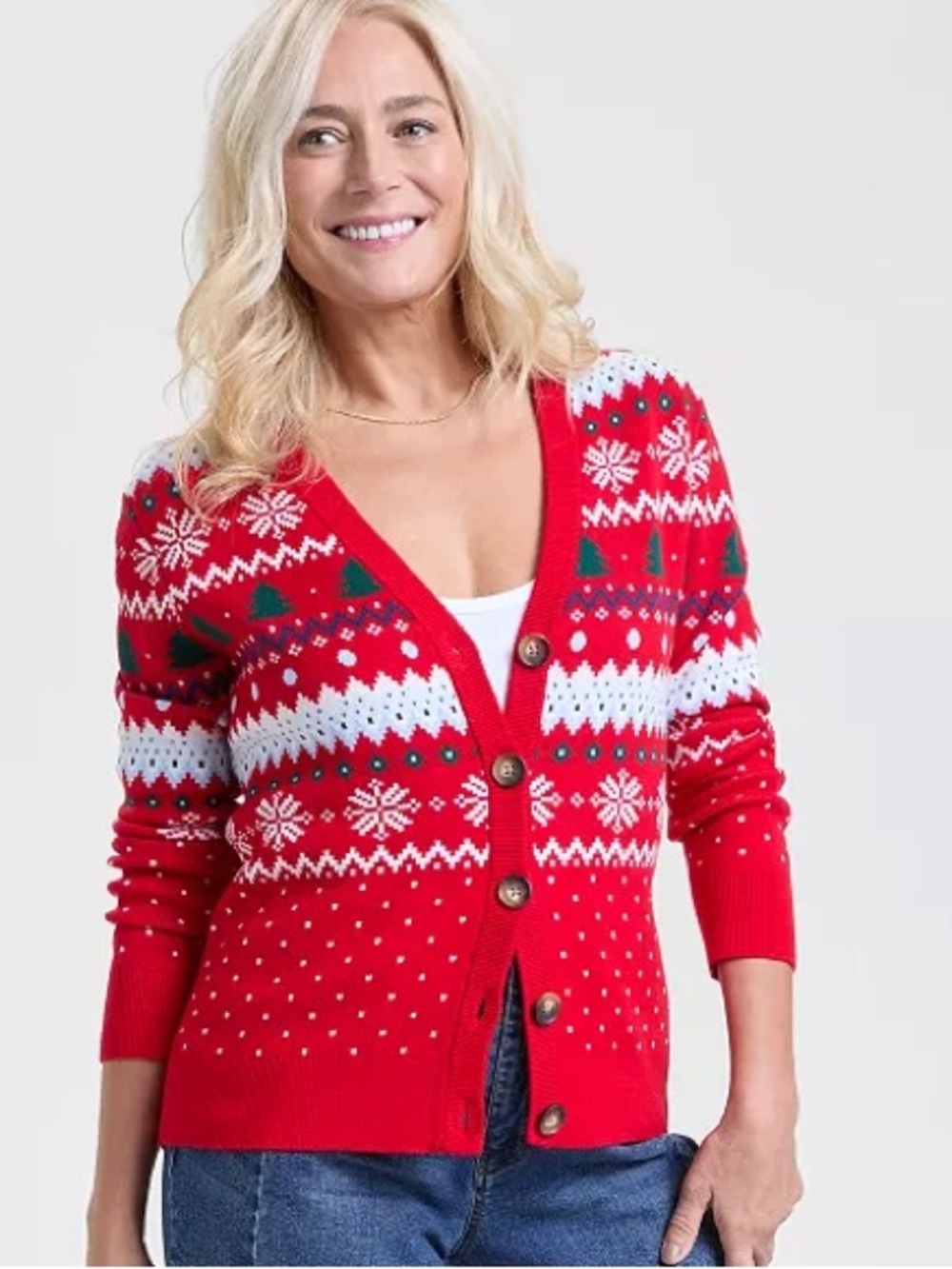 Holiday Lane Fair Isle Cardigan Christmas Sweater Size Small